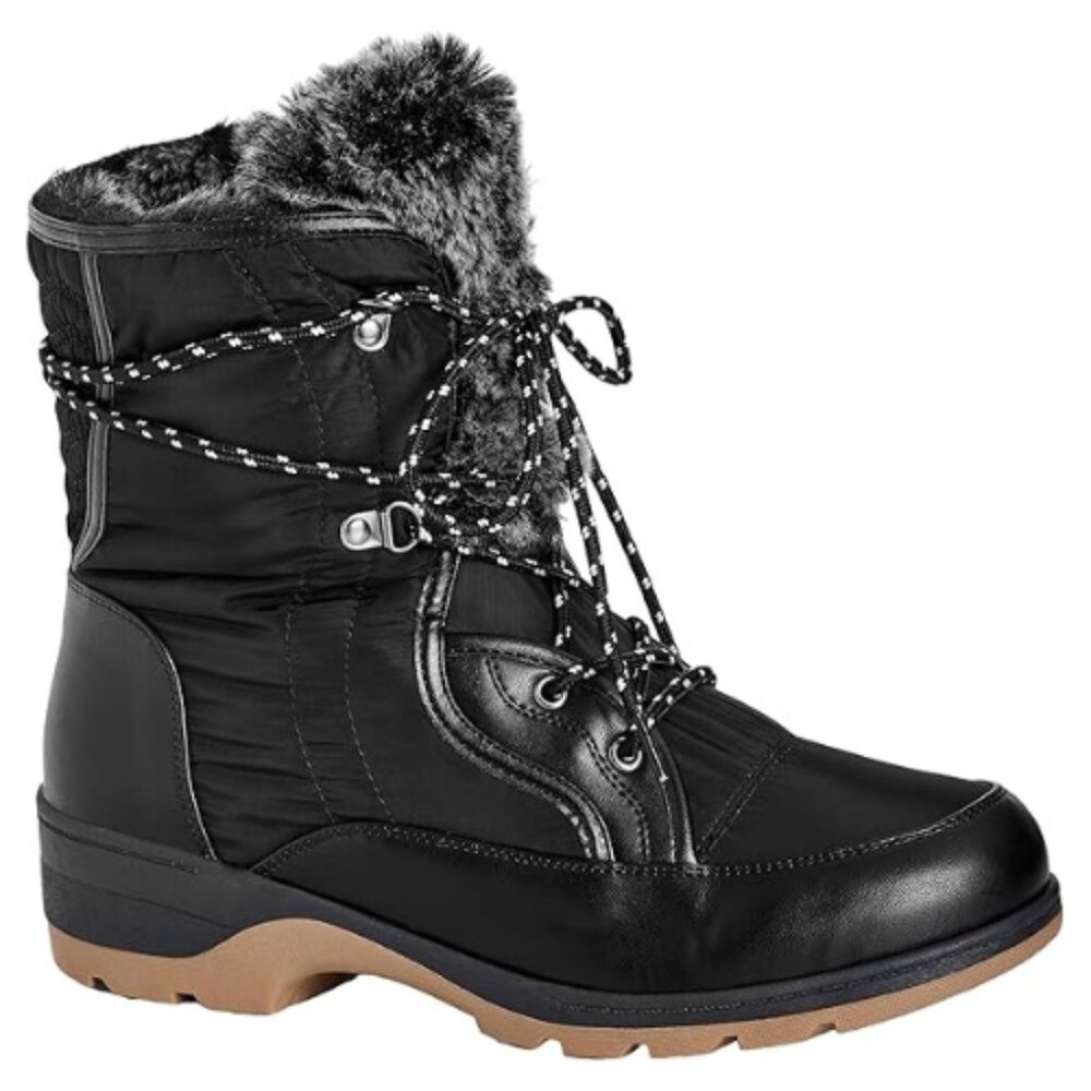 AVENUE Women's Wide Fit Sonya Cold Weather Fashion Boot Size 12 W BLACK